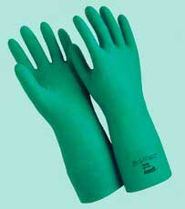 Sol-Vex Nitrile Chemical Protection Gloves, Size 6-6.5, Green, sandpatch embossed surface, 13"