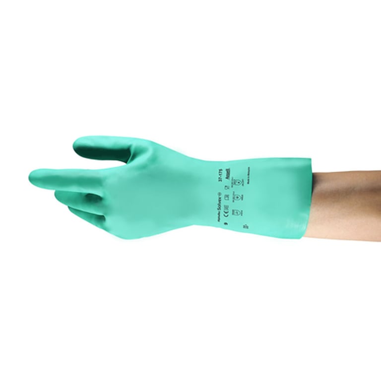 AlphaTec Solvex 37-175 Nitrile Flocked Chemical-Resistant Gloves, Size 6, 12 Pairs/Pk. Durable