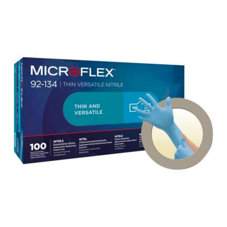 Microflex Versatility Nitrile Gloves, Blue, Small, 100/Box Net32