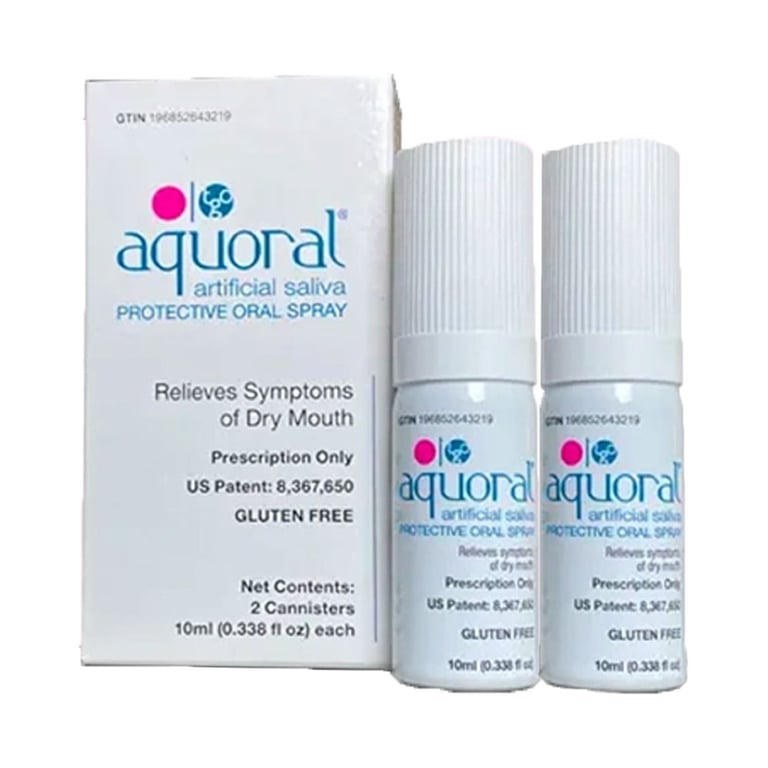 Aquoral Protective Oral Spray, Artificial Saliva, 10 mL Cannister, 2/Pk. 1-month supply. Designed