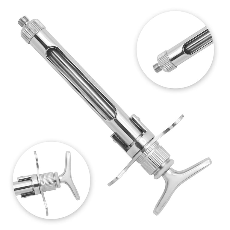 AR Instrumed Stainless Steel T-Handle Syringe, 1.8ml EU Needle, 1/Pk. Designed with threaded beak