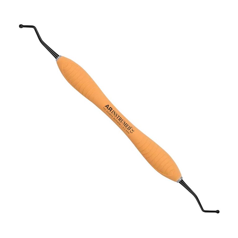 AR Instrumed Black-Coated Stainless Steel Ball End Burnisher, 1.5-2.5mm, AR Premium Orange Handle