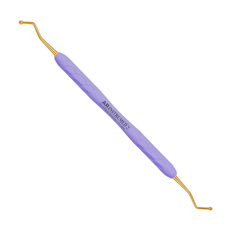 AR Instrumed Gold-Coated Stainless Steel Ball End Burnisher, 1.4-1.8mm, AR Light Purple Handle