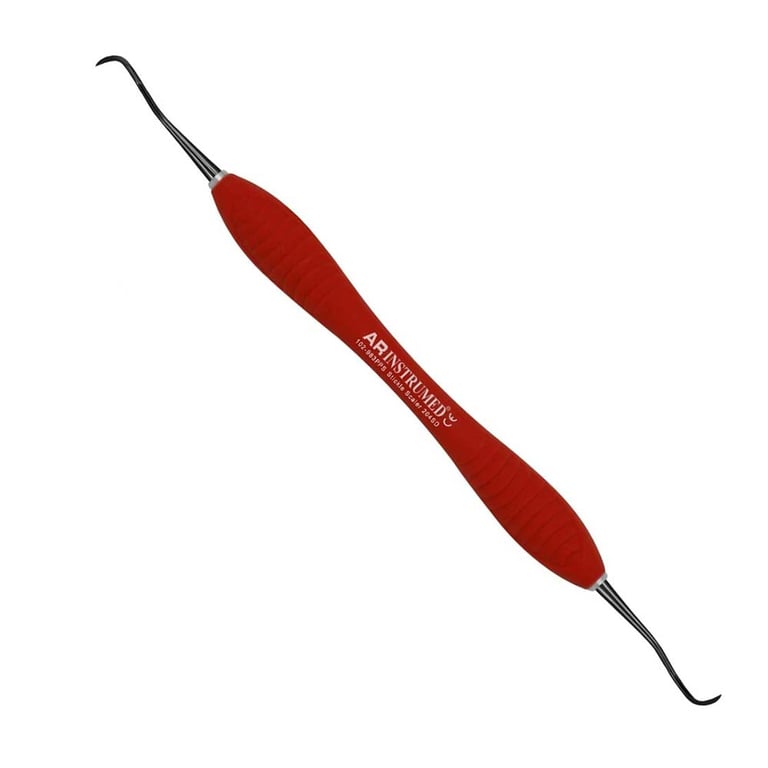 AR Instrumed Titanium Coated Stainless Steel 204SD Sickle Scaler, AR Premium Plus Red Handle