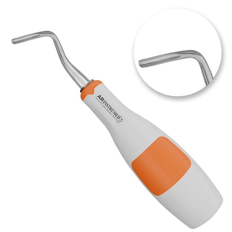 AR Instrumed 3.0mm Stainless Steel Apical Root Extraction Elevator, Right Curved, Orange, 1/Pk