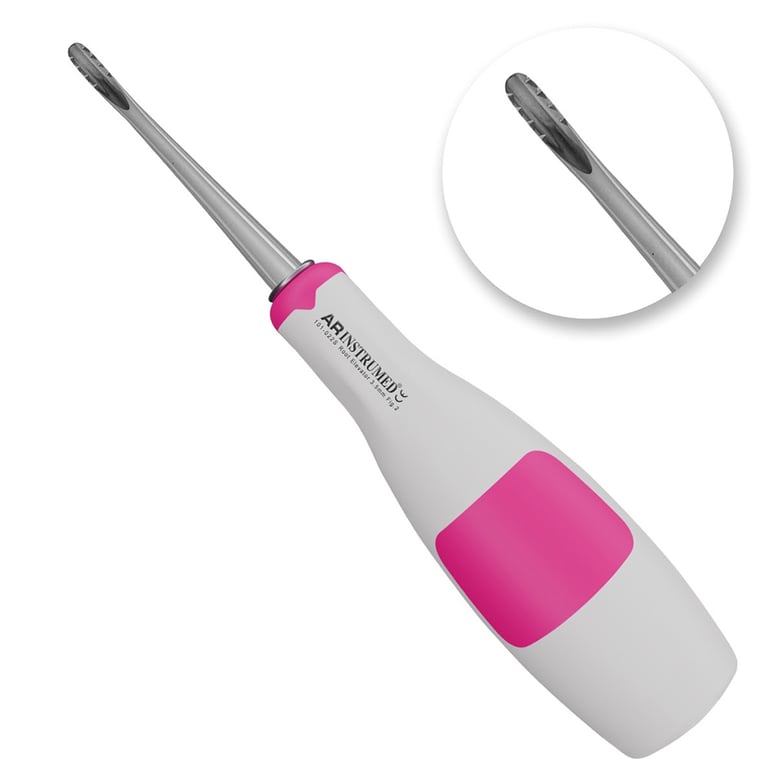 AR Instrumed 3.5mm Stainless Steel Lindo-Levian Elevator, Straight Serrated, Pink, 1/Pk. Features
