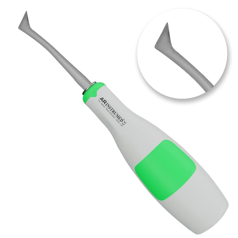 AR Instrumed 12.0mm Cryer #31 Stainless Steel Root Elevator, Left Curved, Green, 1/Pk. Features