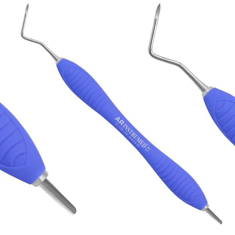 AR Instrumed 1.8mm H2 Heidbrink Stainless Steel Root Elevator, Left Curved, AR Premium Blue