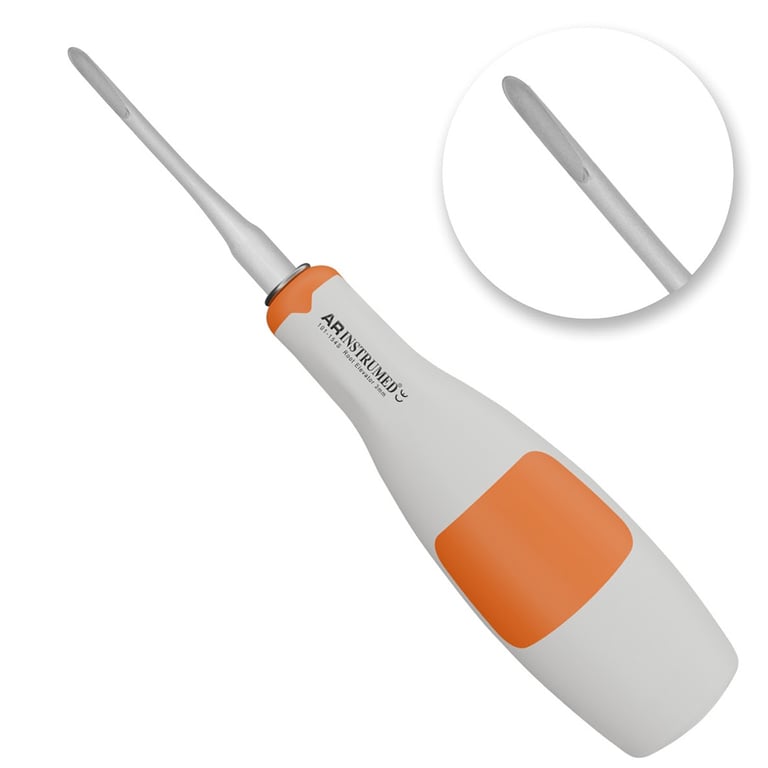 AR Instrumed 3mm Stainless Steel Root Elevator, Left Curved, Orange, 1/Pk. Features medical-grade