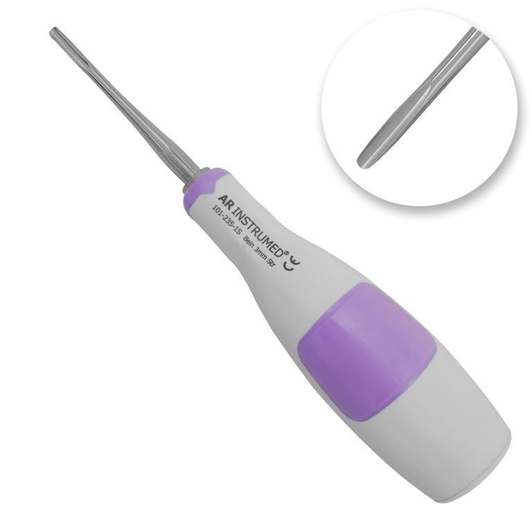 AR Instrumed 3.0mm Bein Stainless Steel Root Elevator, Straight, Light Purple, 1/Pk. Features
