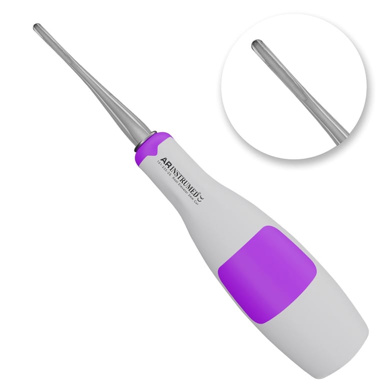 AR Instrumed 5.0mm Bein Stainless Steel Root Elevator, Curved, Light Purple, 1/Pk. Features