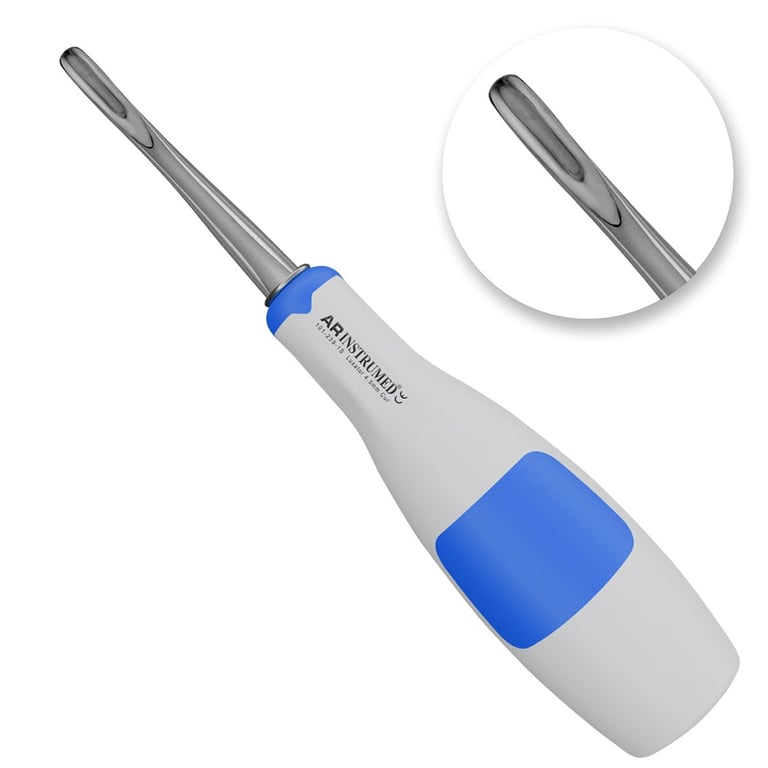 AR Instrumed 4.5mm Stainless Steel Root Luxator, Curved Backward, Blue, 1/Pk. Features