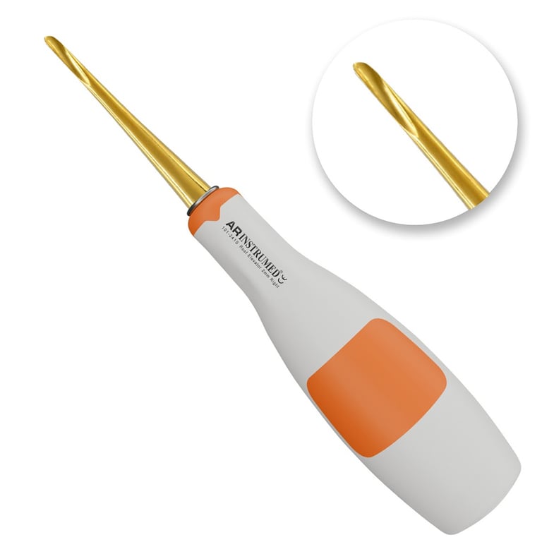 AR Instrumed 2.0mm Stainless Steel Extraction Elevator, Right Curved, Orange, 1/Pk. Features