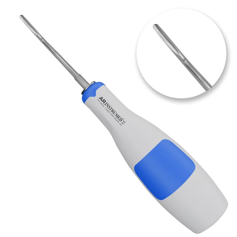 AR Instrumed 3.0mm Stainless Steel Root Luxator, Double Curved, Light Blue, 1/Pk. Features