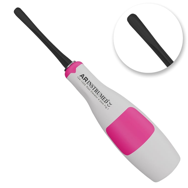 AR Instrumed 4.2mm Stainless Steel Lindo Levian Root Elevator, Pink, 1/Pk. Features medical-grade