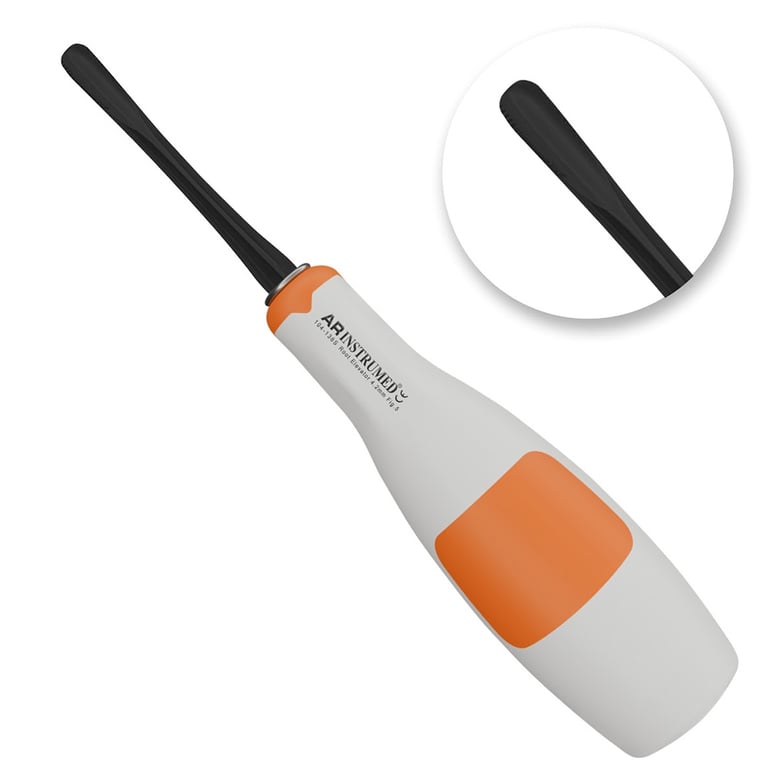 AR Instrumed 3.5mm Stainless Steel Lindo Levian Root Elevator, Serrated, Orange, 1/Pk. Features