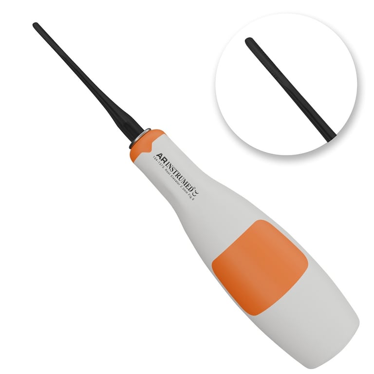 AR Instrumed 2.3mm Stainless Steel Lindo Levian Root Elevator, Serrated, Orange, 1/Pk. Features