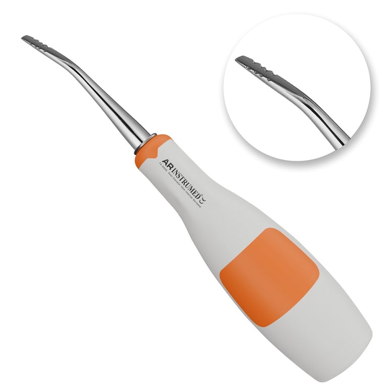 AR Instrumed 3.5mm Stainless Steel Root Extraction Elevator, External Serrated, Orange, 1/Pk