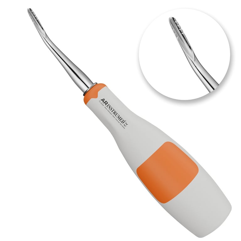 AR Instrumed 3.5mm Stainless Steel Root Extraction Elevator, Internal Serrated, Orange, 1/Pk