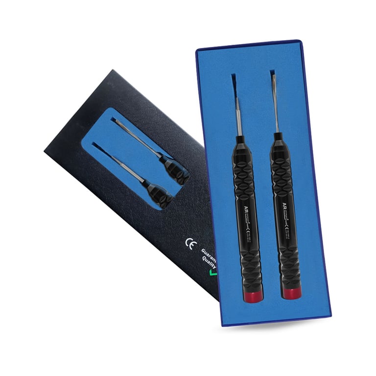AR Instrumed Stainless Steel Flexible Periotomes 2-Piece Kit. Includes: 1 x