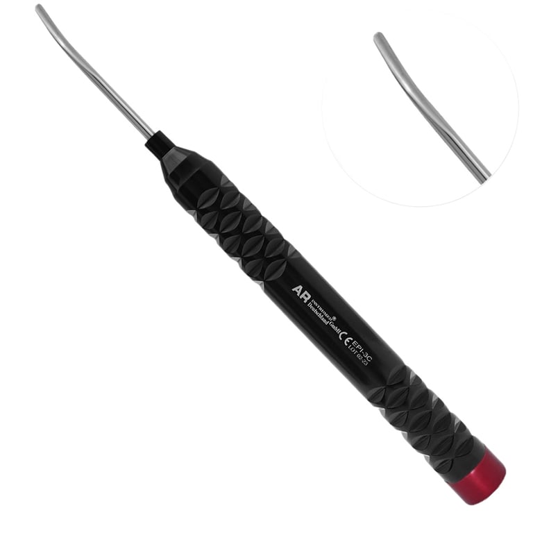 AR Instrumed 3mm Stainless Steel Flexible Periotome, Curved, Black, 1/Pk. Designed with handle