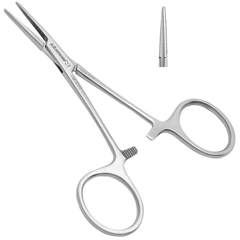 AR Instrumed 4" Stainless Steel Hemostats Forceps, Straight, Serrated, 1/Pk. Features