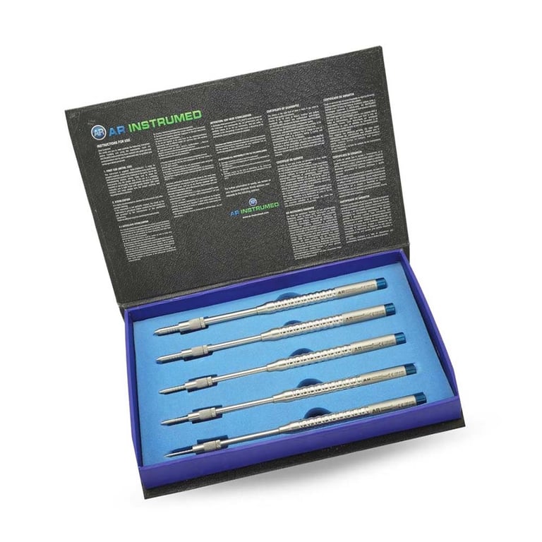 AR Instrumed Stainless Steel Osteotome Straight Convex Set, Single Set. Includes: 5 x Osteotome