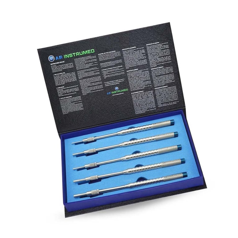 AR Instrumed Stainless Steel Osteotome Straight Concave Set, Single Set. Includes: 5 x Osteotome