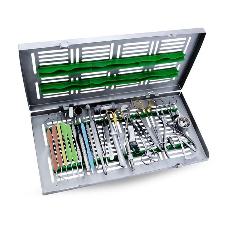 AR Instrumed Stainless Steel Implant Instruments, Set of 25. Ensuring sharpness, durability