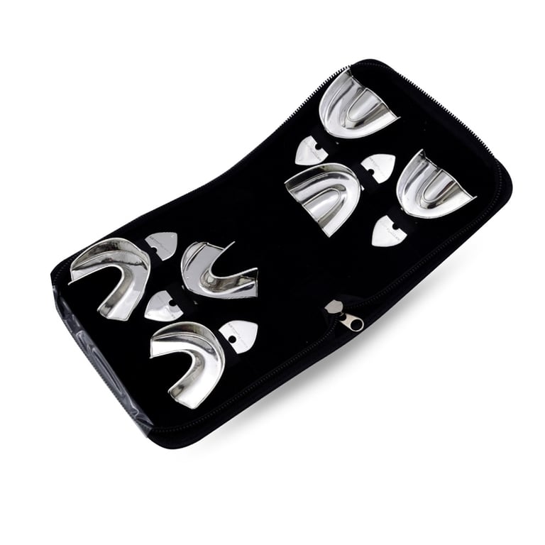 AR Instrumed Stainless Steel Impression Tray 6-Piece Set. Includes: small, medium, and large trays