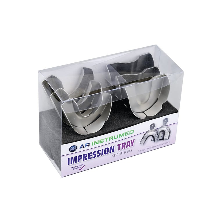 AR Instrumed Stainless Steel Impression Tray 6-Piece Set. Includes: small, medium, large (107-370)