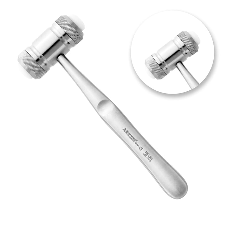 AR Instrumed 17cm Stainless Steel Surgical Mallet, Teflon Capped, 1/Pk. Features weighted head