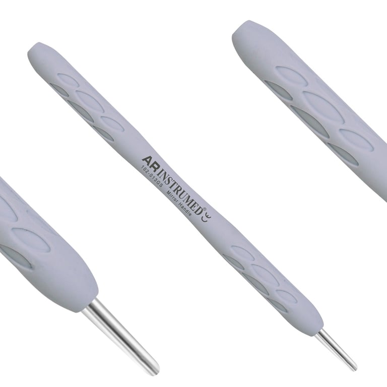 AR Instrumed Stainless Steel Mouth Mirror Handle, Grey, 1/Pk. Features silicone handle. Designed