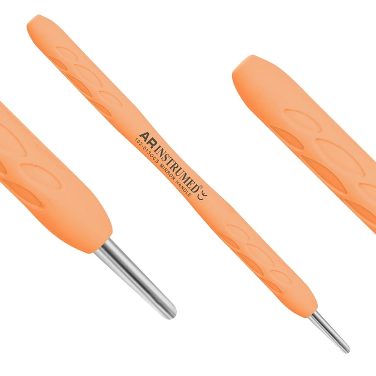 AR Instrumed Stainless Steel Cone Socket Mirror Handle, Orange, 1/Pk. Features silicone handle