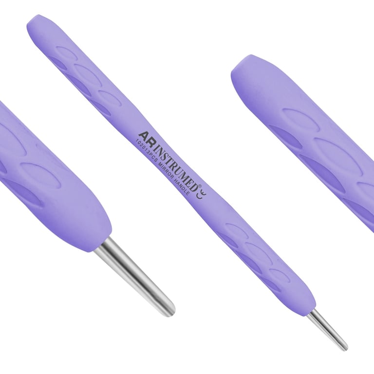 AR Instrumed Stainless Steel Cone Socket Mirror Handle, Purple, 1/Pk. Features silicone handle