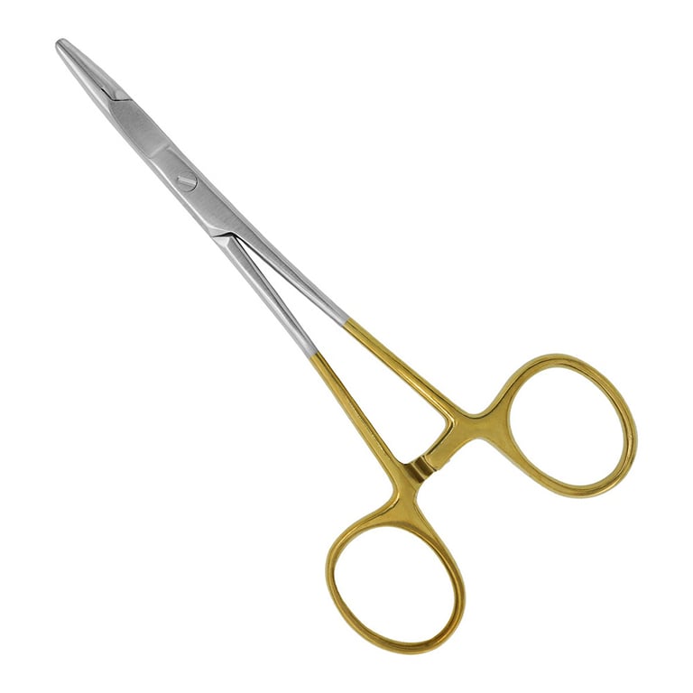 AR Instrumed 5.5" Stainless Steel Olsen-Hegar Needle Holder with Tungsten Carbide, Curved