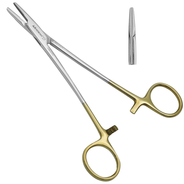 AR Instrumed 7" Stainless Steel Mayo-Hegar Needle Holder with Tungsten Carbide, Serrated, 1/Pk