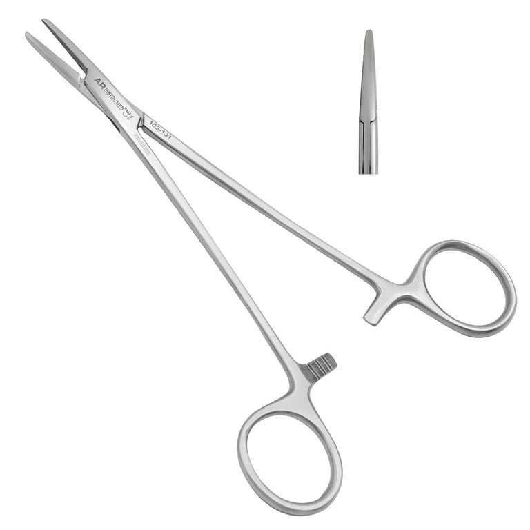 AR Instrumed 7" Stainless Steel Mayo-Hegar Needle Holder, Serrated, 1/Pk. Designed