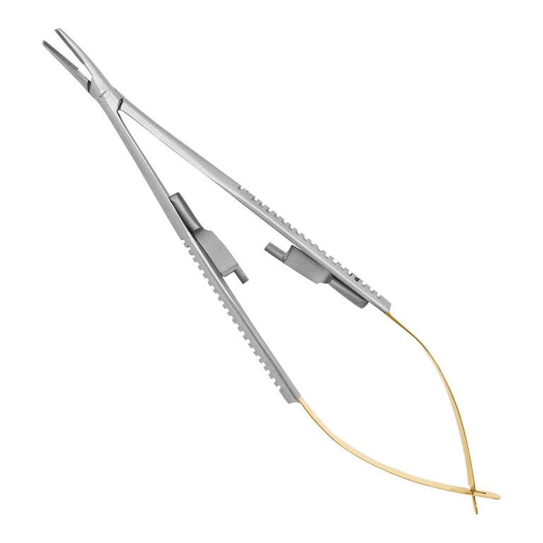 AR Instrumed 5.7" Stainless Steel Castroviejo Needle Holder with Tungsten Carbide, Curved
