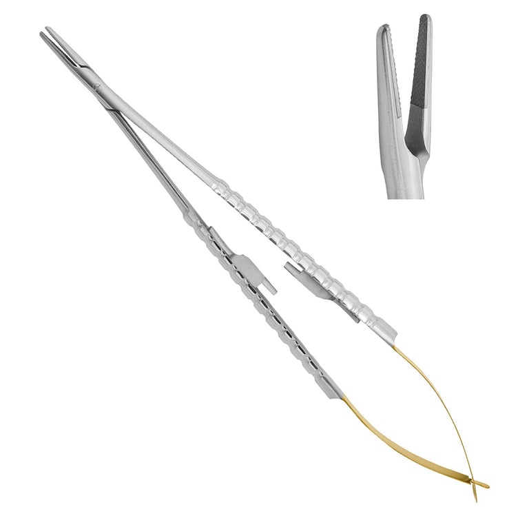 AR Instrumed 7" Stainless Steel Castroviejo Needle Holder with Tungsten Carbide, Straight Serrated