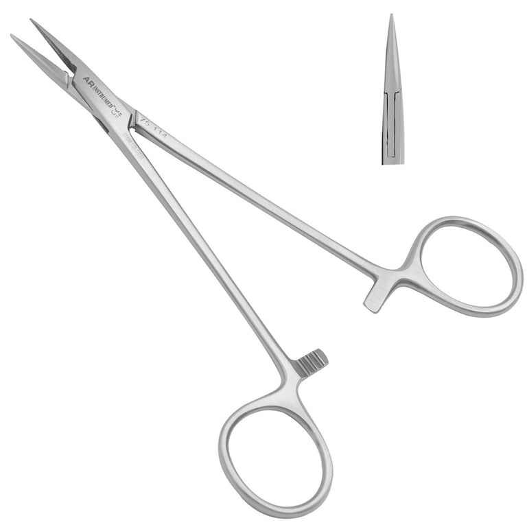 AR Instrumed 5.5" Stainless Steel Micro Needle Holder, Serrated, 1/Pk. Designed with medical-grade