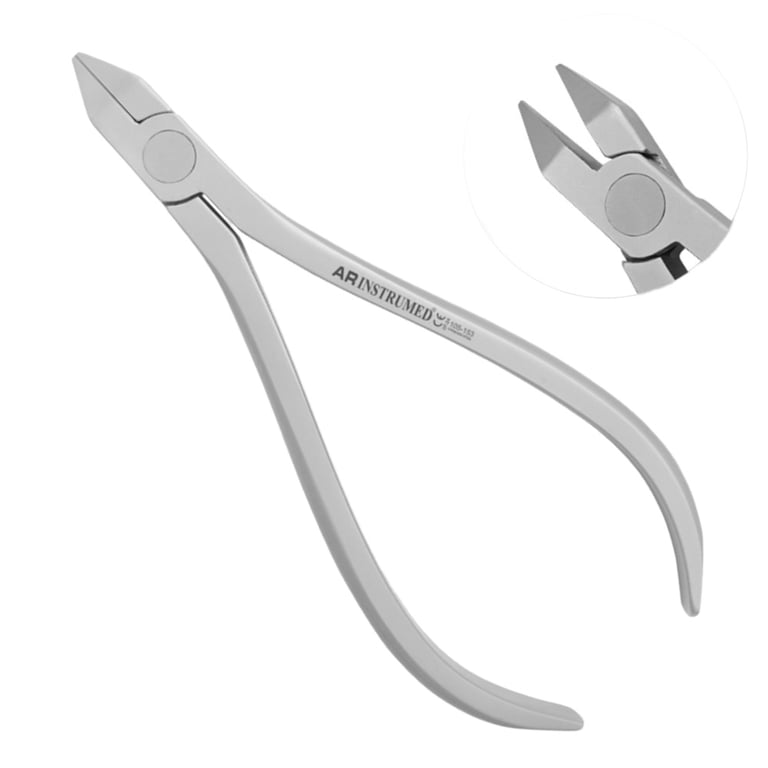 AR Instrumed Orthodontic Adam Plier, 1/Pk. Features a sharp, slimmer tip with hardened cutting