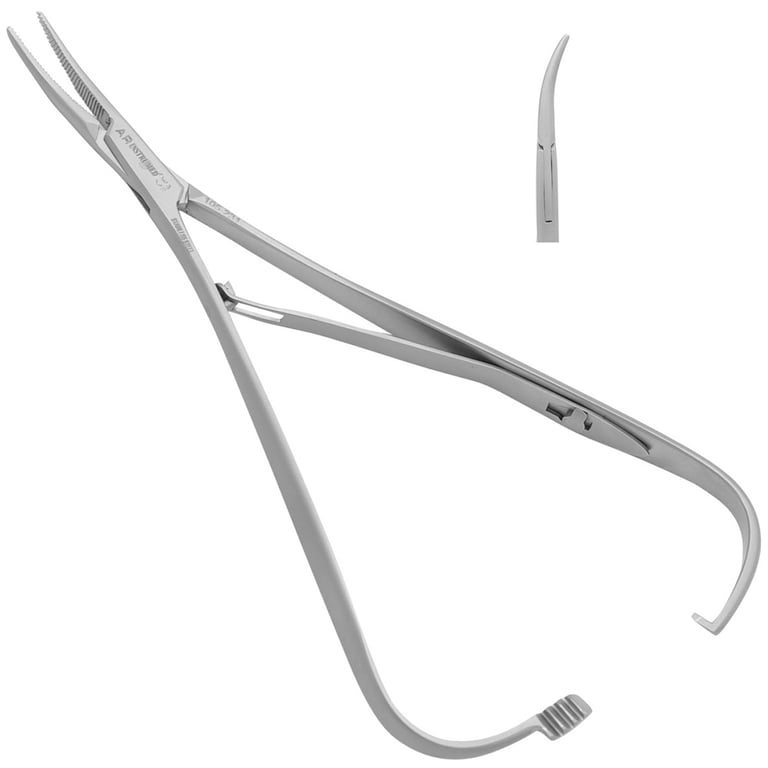 AR Instrumed 5.5" Elastomeric Ligature Placing Forceps, Curved Tip, Serrated, 1/Pk. Features