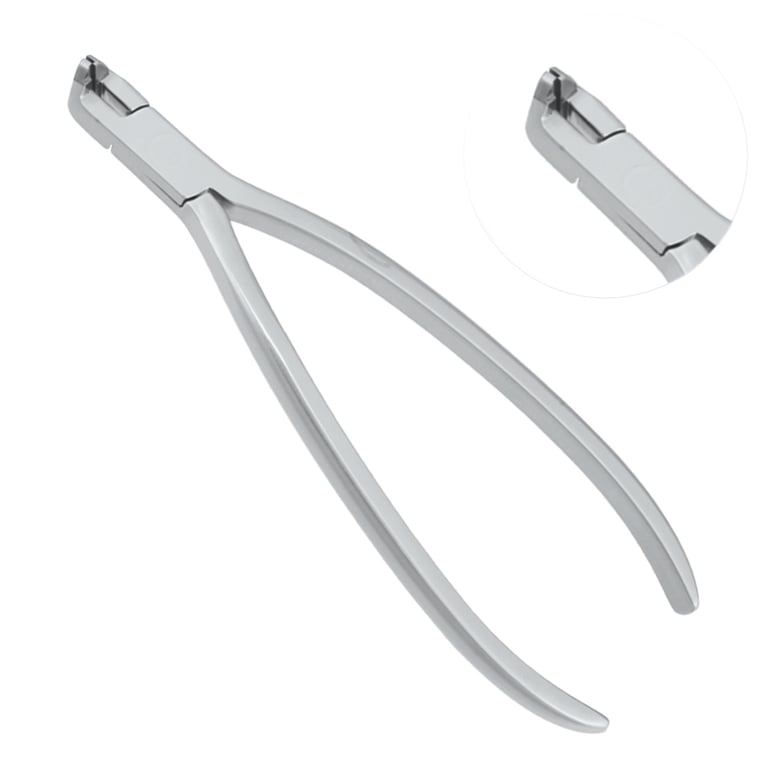 AR Instrumed Orthodontic Long Handle Distal End Wire Cutter, with Hold, 1/Pk. Features a tungsten