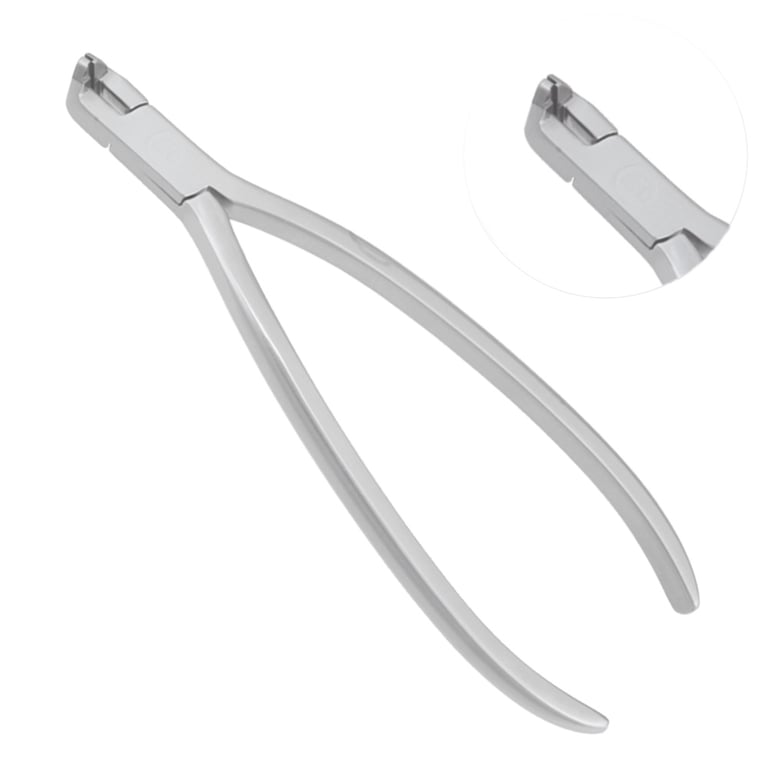 AR Instrumed Orthodontic Long Handle Curved Distal End Wire Cutter, with Hold, 1/Pk. Features