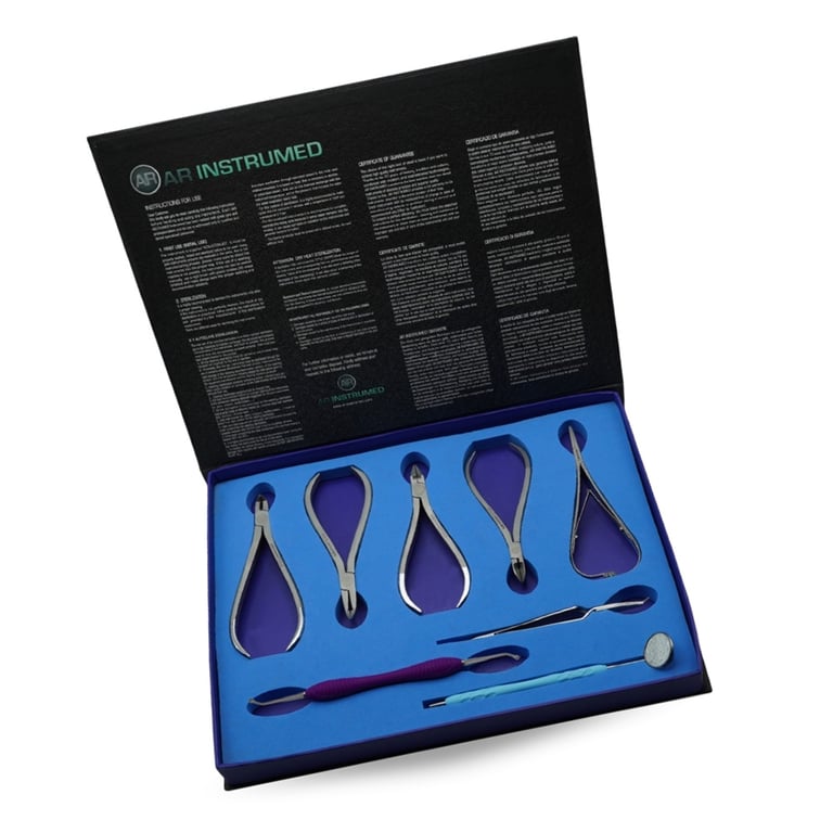 AR Instrumed Tungsten Carbide Ortho Debanding 8-Piece Set. Includes: Angulated TC debonding