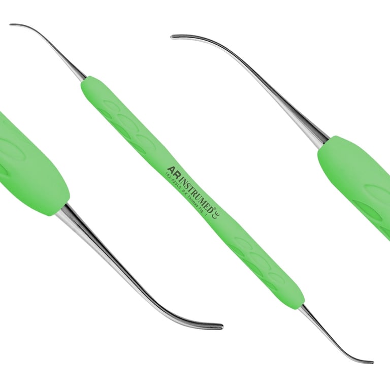 AR Instrumed Stainless Steel P.K. Thomas Wax Carver, Curved, 1/Pk. Features green silicone handle