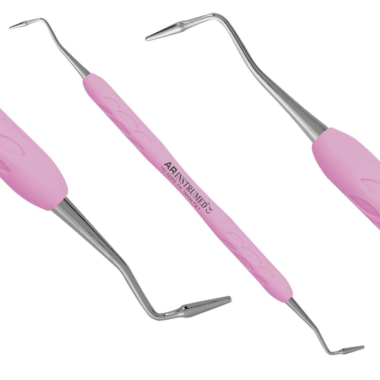 AR Instrumed Stainless Steel P.K. Thomas Wax Carver, Curved, Pink, 1/Pk. Features pink silicone