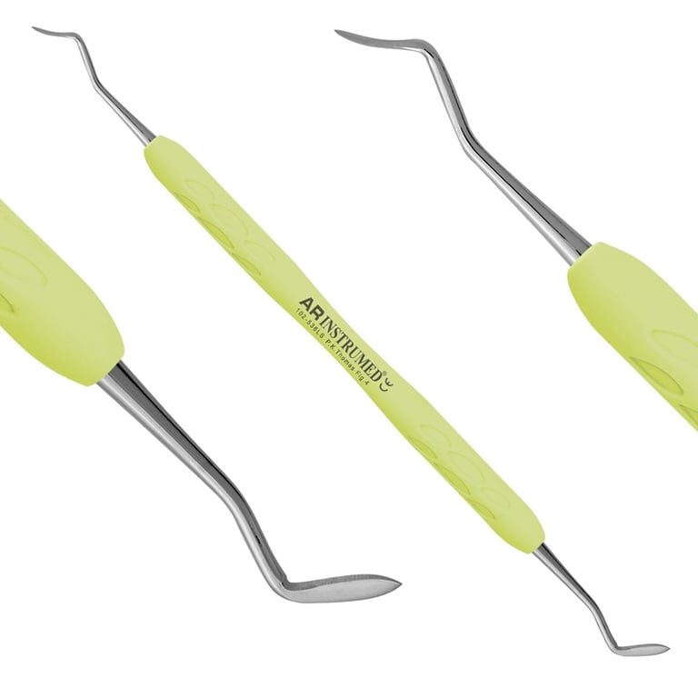 AR Instrumed Stainless Steel P.K. Thomas Wax Carver, Curved, Yellow, 1/Pk. Features yellow