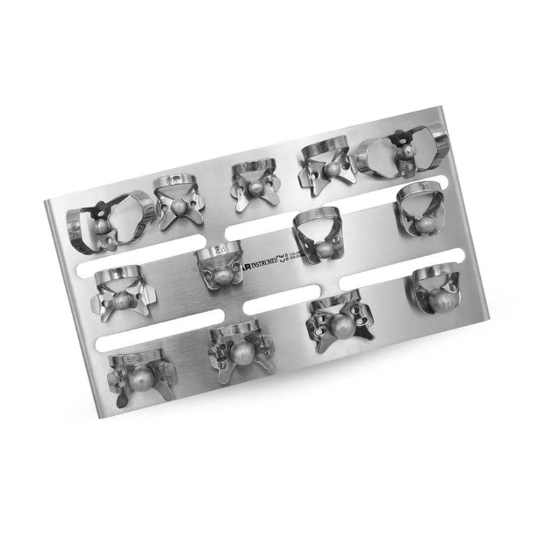 AR Instrumed Rubber Dam Clamps Set, Assorted, Single Set. Includes: 13 x clamps. Measuring 9cm x
